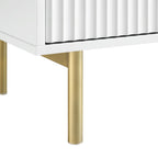 Ridged 2-Door Cabinet with Drawers, Matte White