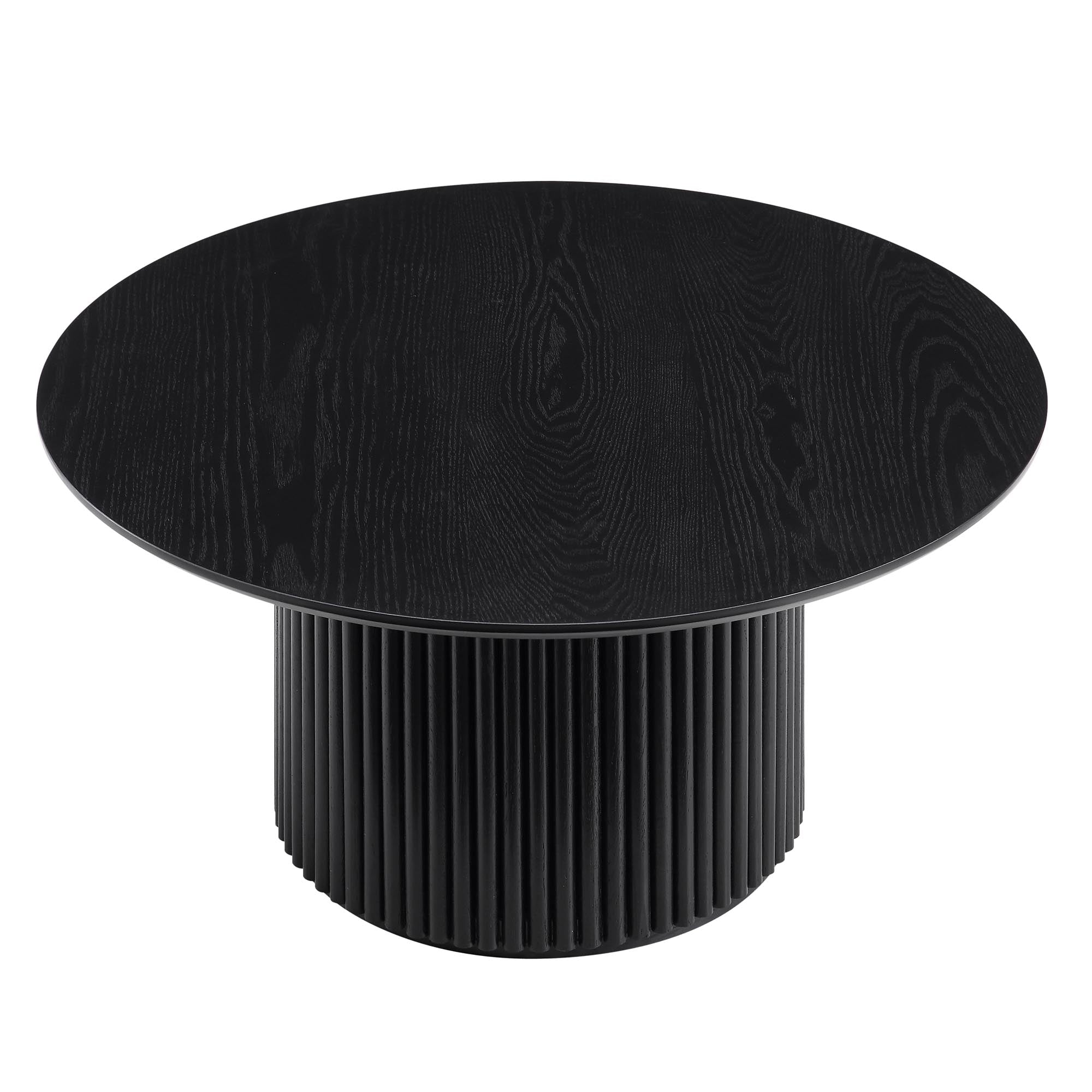 Round Oak Pedestal Coffee Table, Black