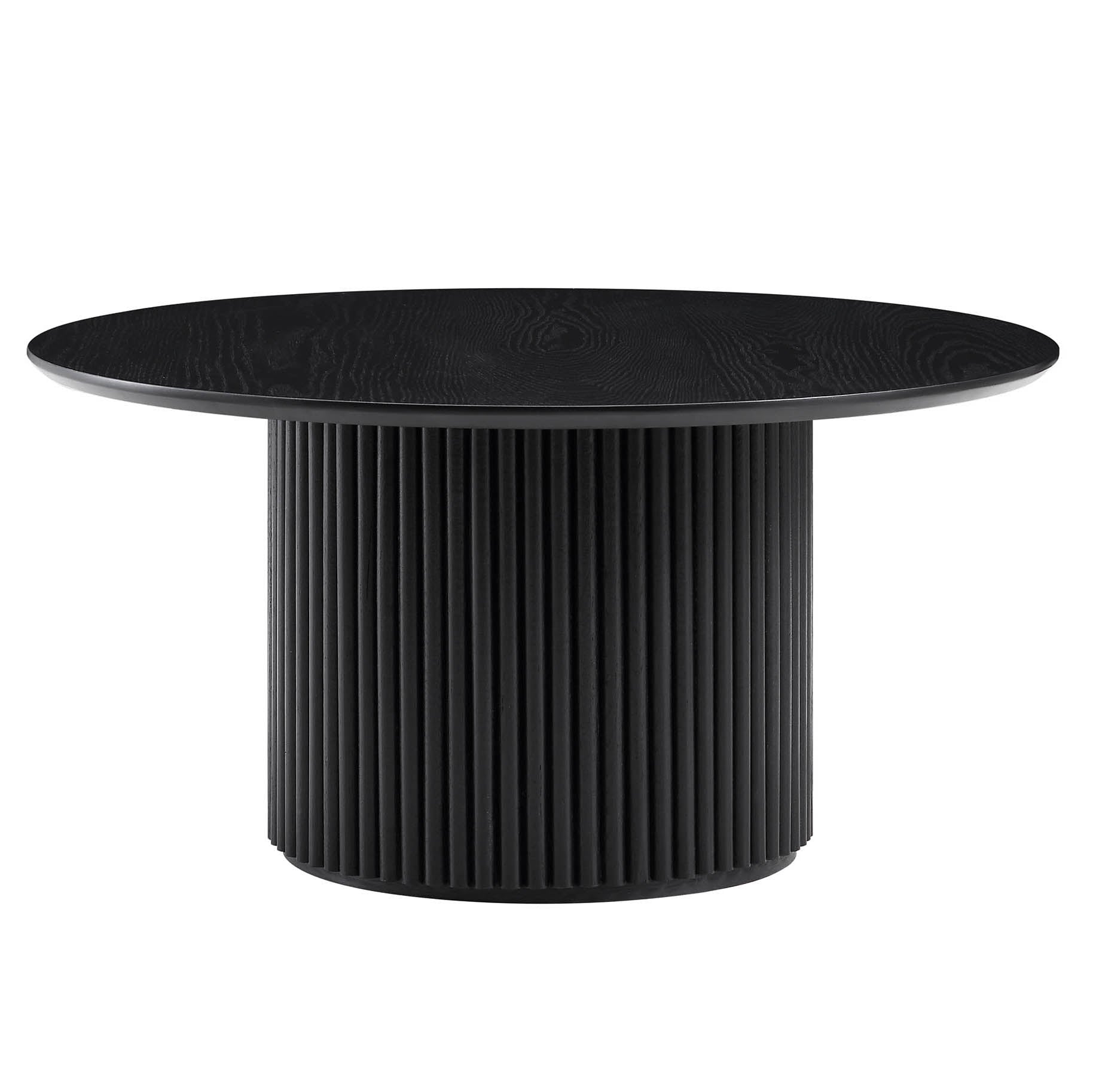 Round Oak Pedestal Coffee Table, Black