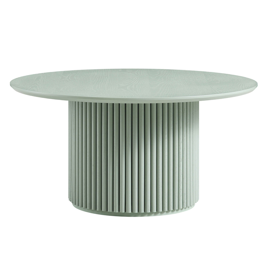 Round Oak Pedestal Coffee Table, Sage Green