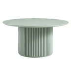 Round Oak Pedestal Coffee Table, Sage Green