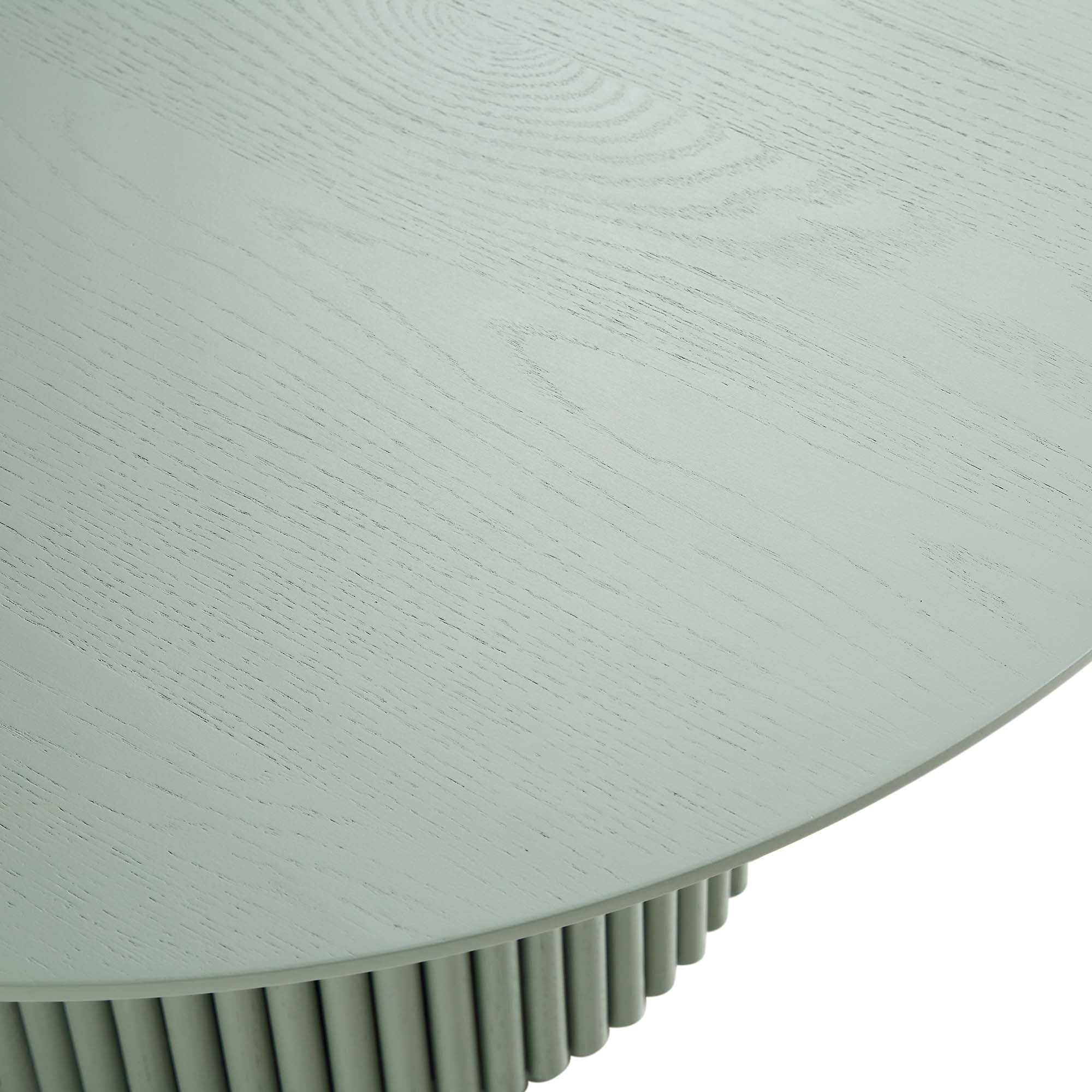 Round Oak Pedestal Coffee Table, Sage Green