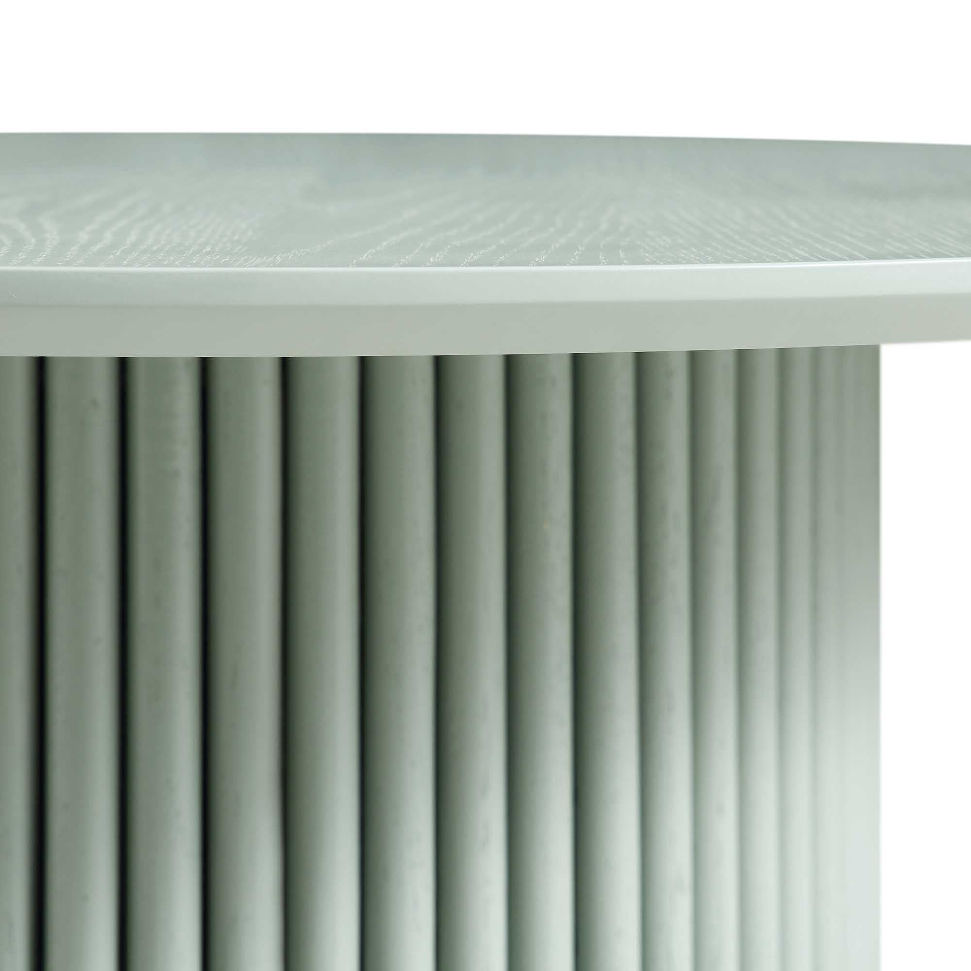 Round Oak Pedestal Coffee Table, Sage Green