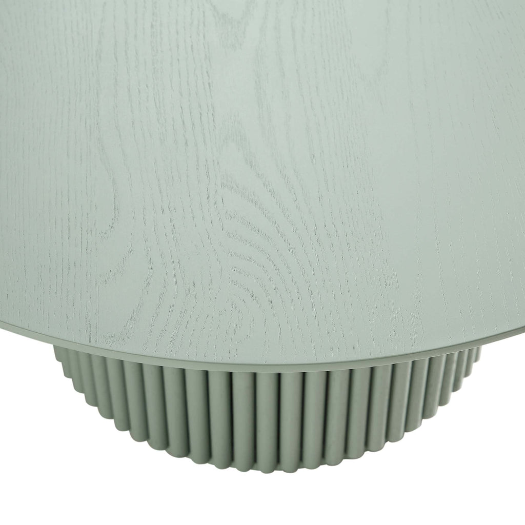 Round Oak Pedestal Coffee Table, Sage Green