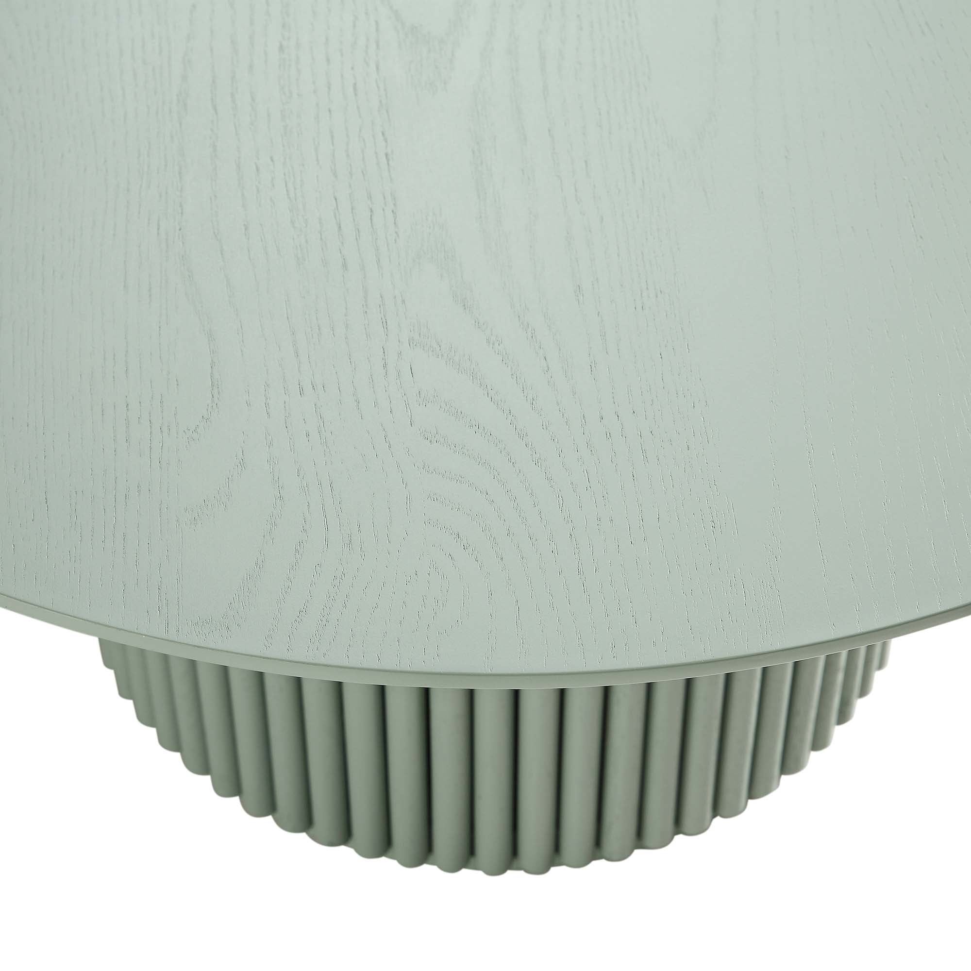 Round Oak Pedestal Coffee Table, Sage Green