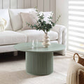 Round Oak Pedestal Coffee Table, Sage Green
