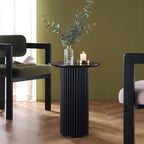 31.5" Black Elm Roulette Coffee Table with Double Storage, Rotating Top & Brushed Brass Legs