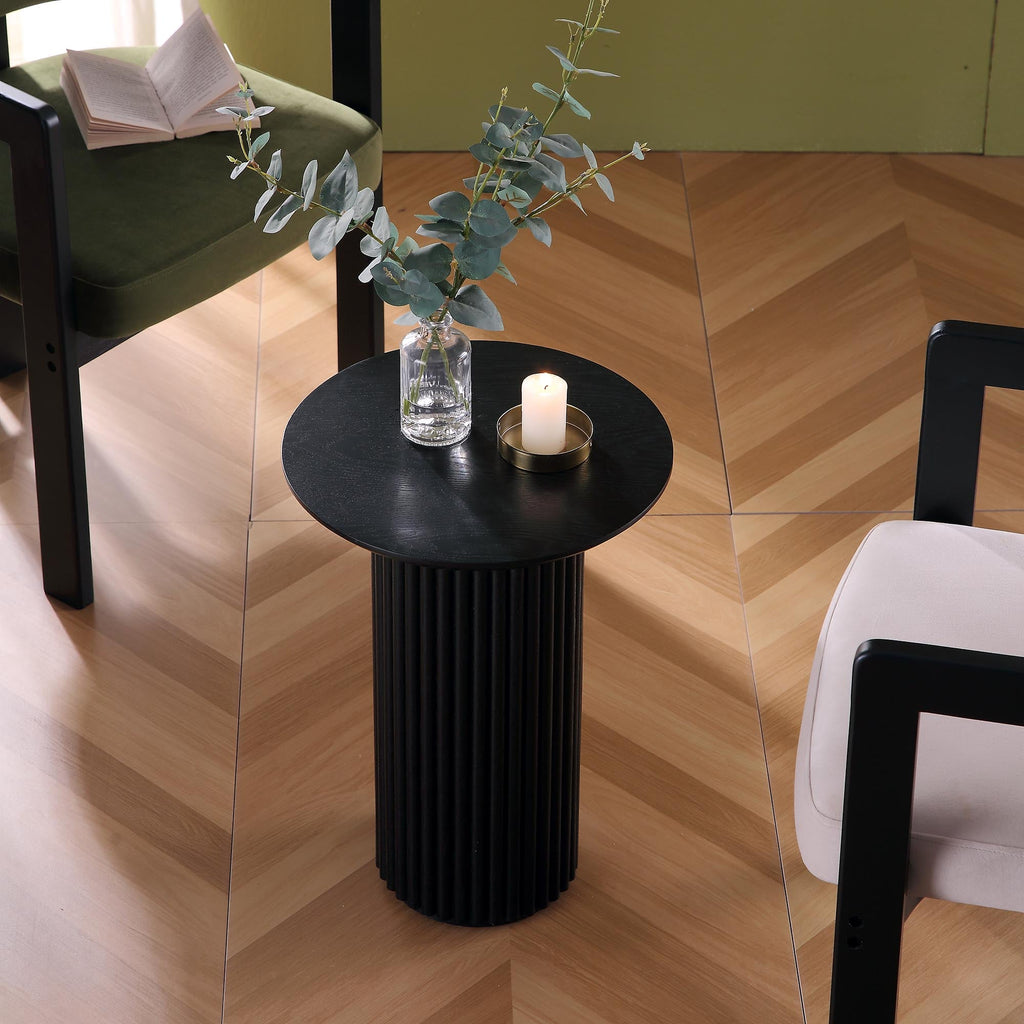 31.5" Black Elm Roulette Coffee Table with Double Storage, Rotating Top & Brushed Brass Legs