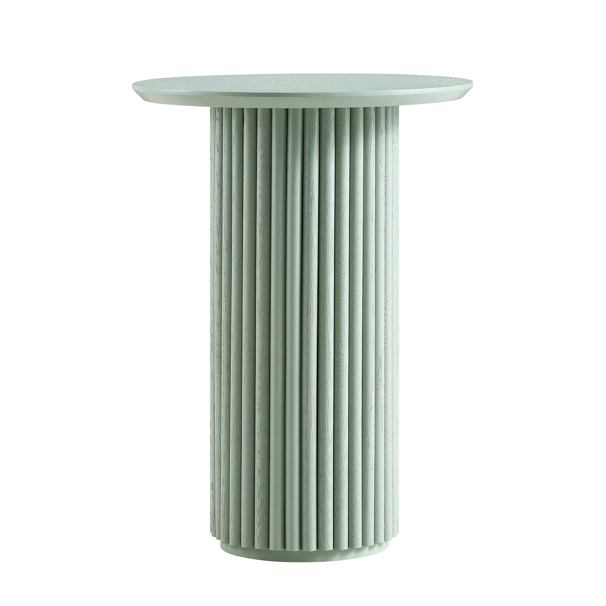 Oak Round Side Table, Sage Green