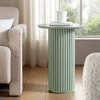 Oak Round Side Table, Sage Green