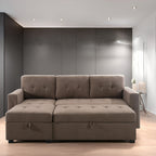 Convertible Reversible Sectional Sofa with Pull-Out Sleeper Bed, Hidden Storage Chaise, and Durable Legs