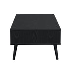 Woven Rattan Wooden Coffee Table in Black