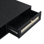 Woven Rattan Wooden Coffee Table in Black