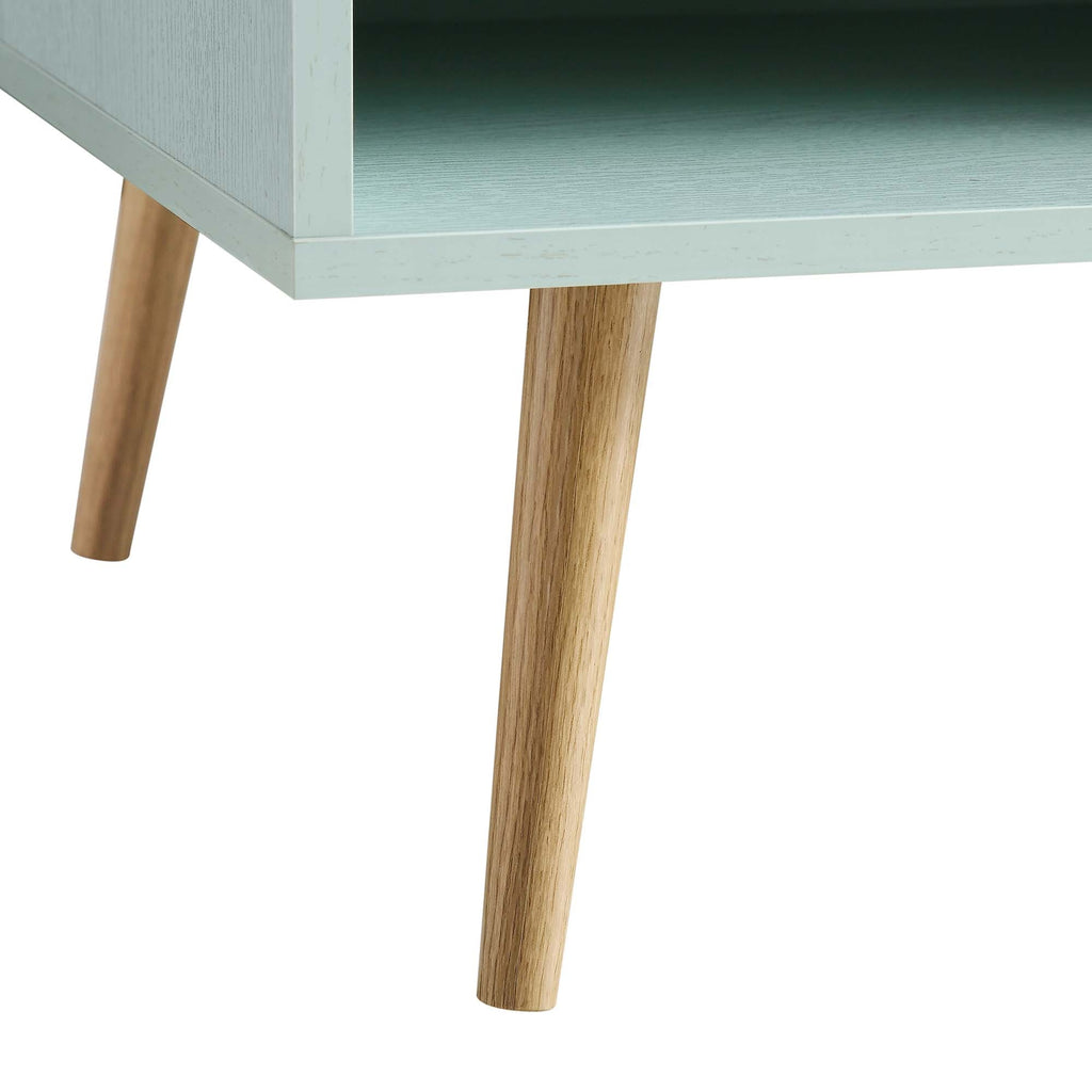 Woven Rattan Wooden Coffee Table in Mint