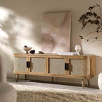 Curved Rattan 63 Wide TV Unit, Natural