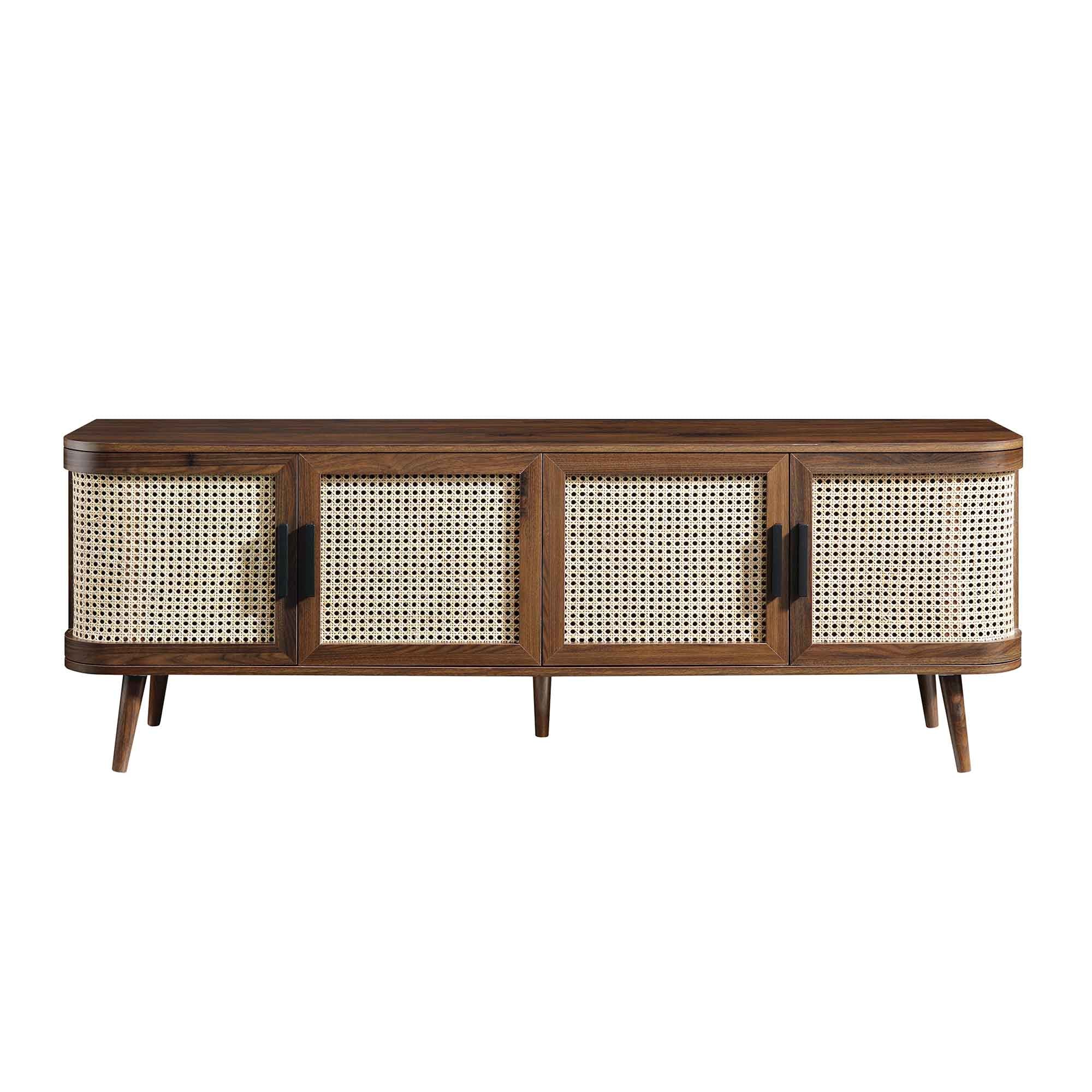Curved Rattan 63 Wide TV Unit, Walnut