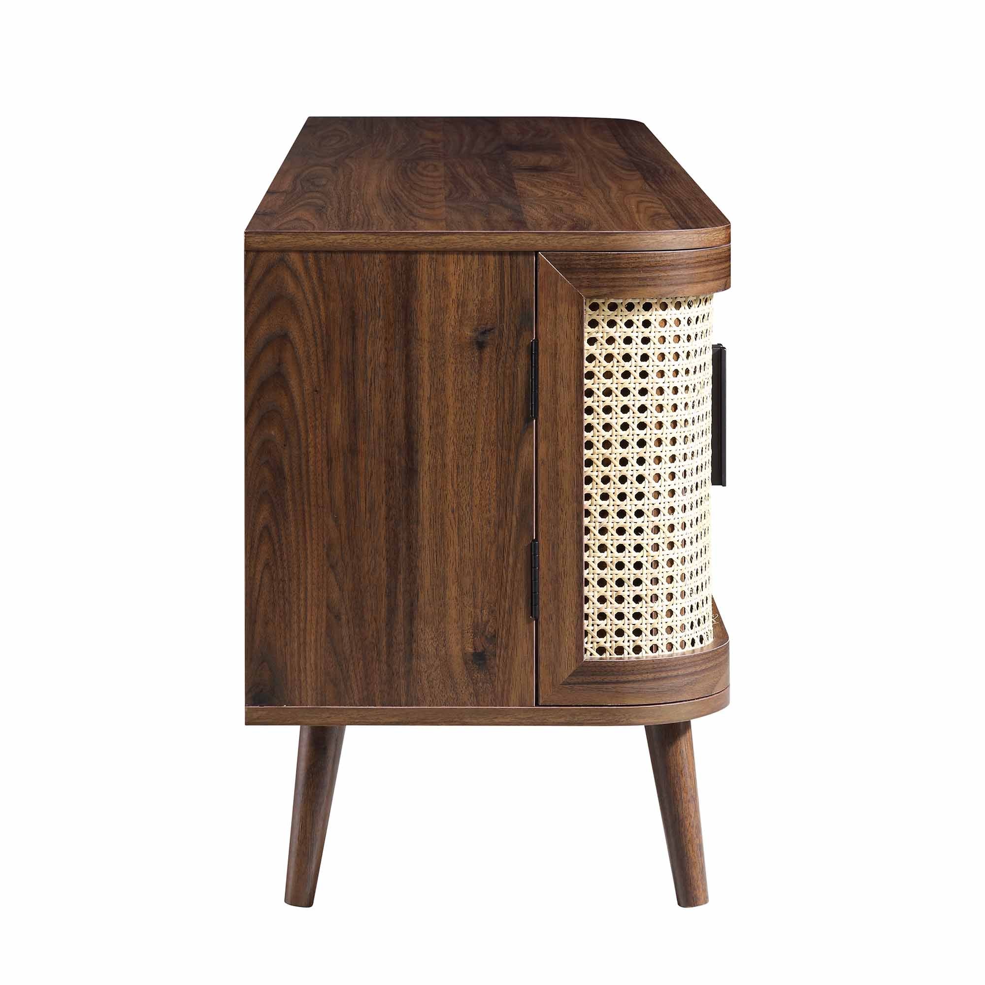 Curved Rattan 63 Wide TV Unit, Walnut