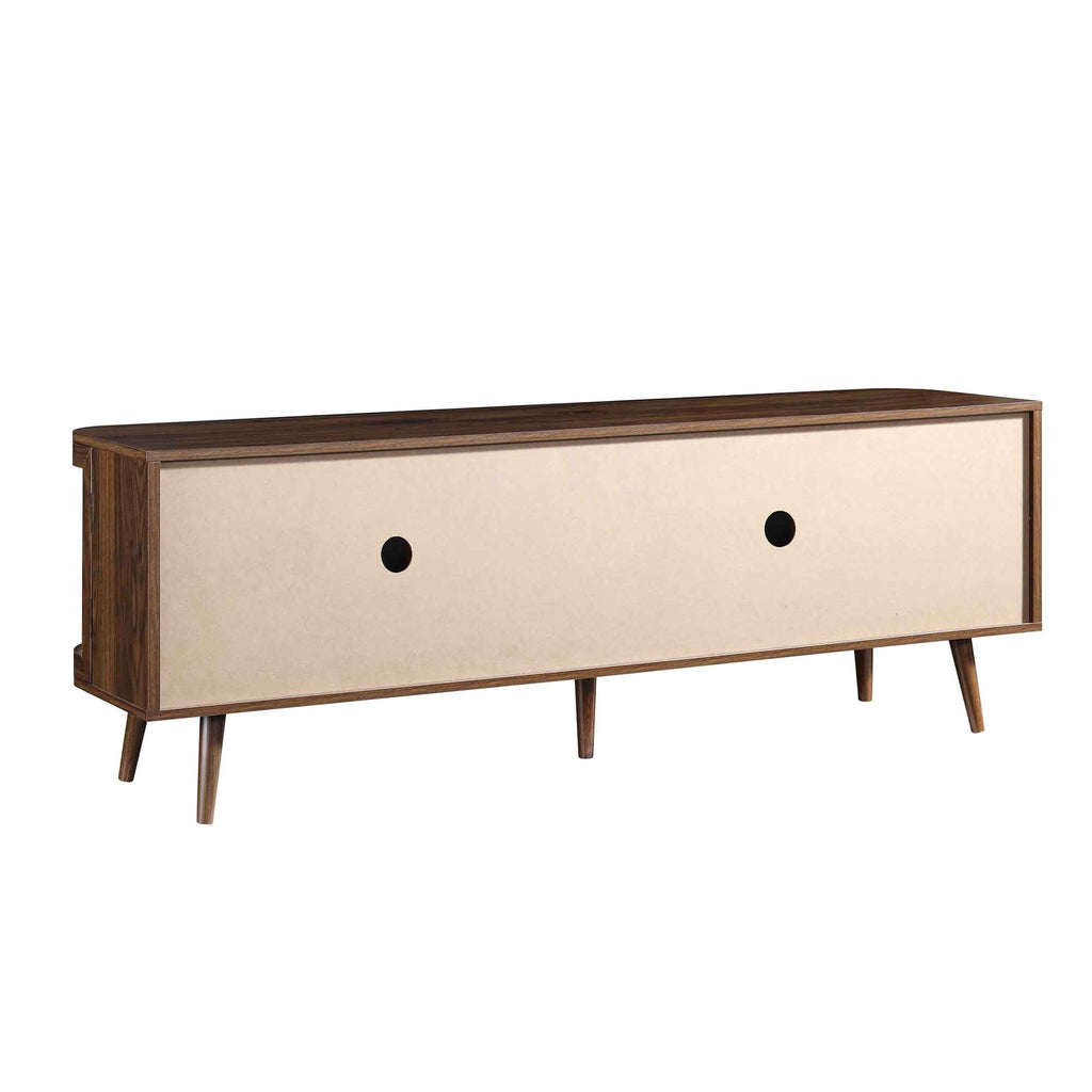 Curved Rattan 63 Wide TV Unit, Walnut