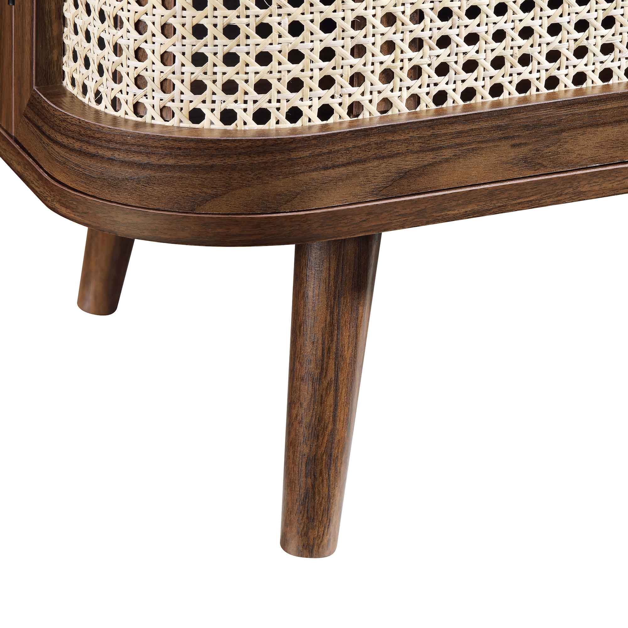 Curved Rattan 63 Wide TV Unit, Walnut