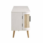 Curved Rattan 63 Wide TV Unit, White