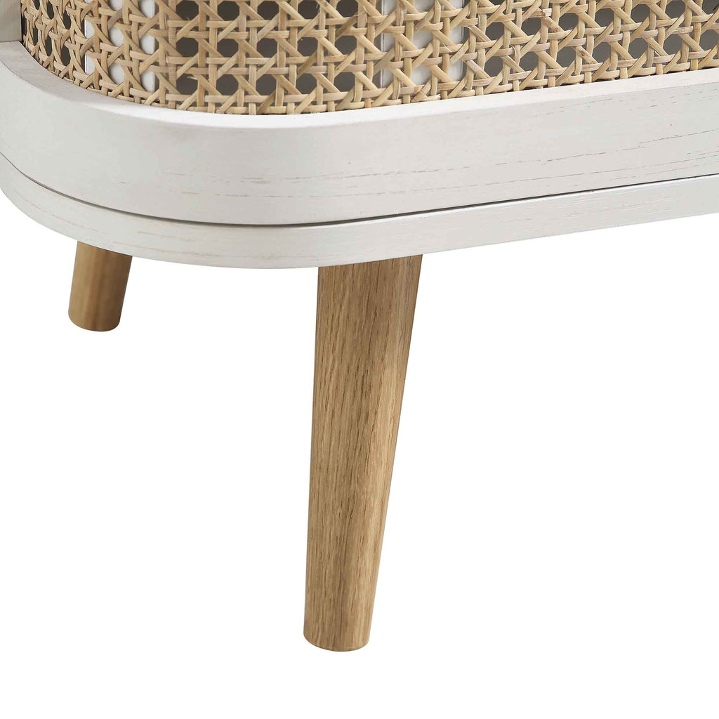 Curved Rattan 63 Wide TV Unit, White