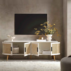 Curved Rattan 63 Wide TV Unit, White