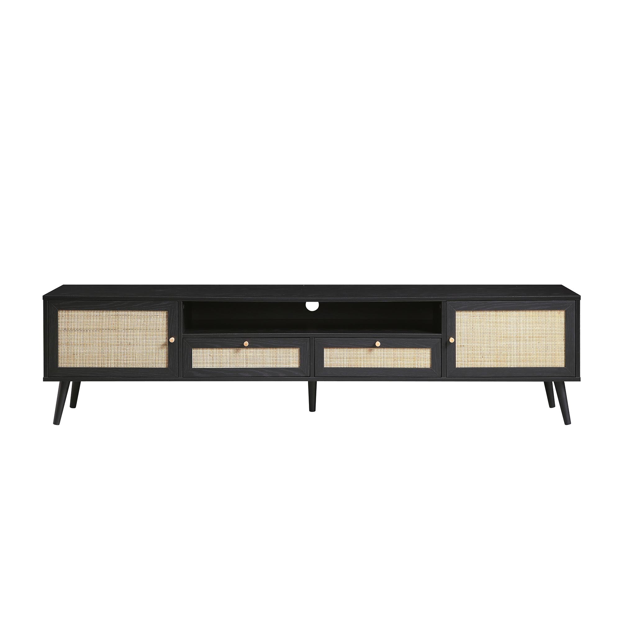 Woven Rattan 79in. Wide TV Unit, Black
