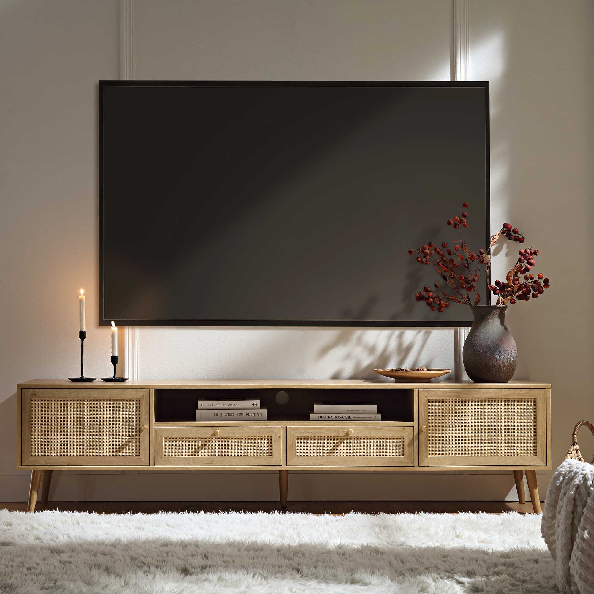Woven Rattan 79in. Wide TV Unit, Natural