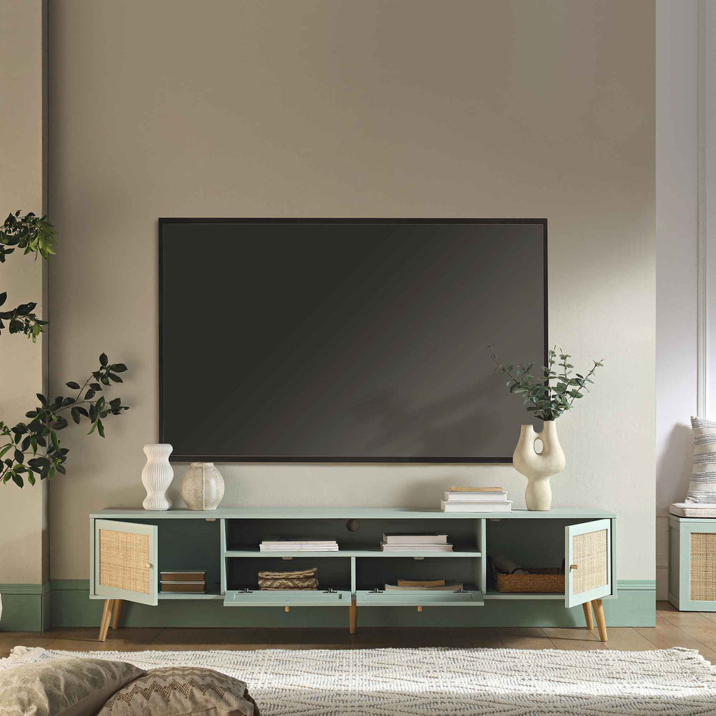Woven Rattan 79in. Wide TV Unit, Mint