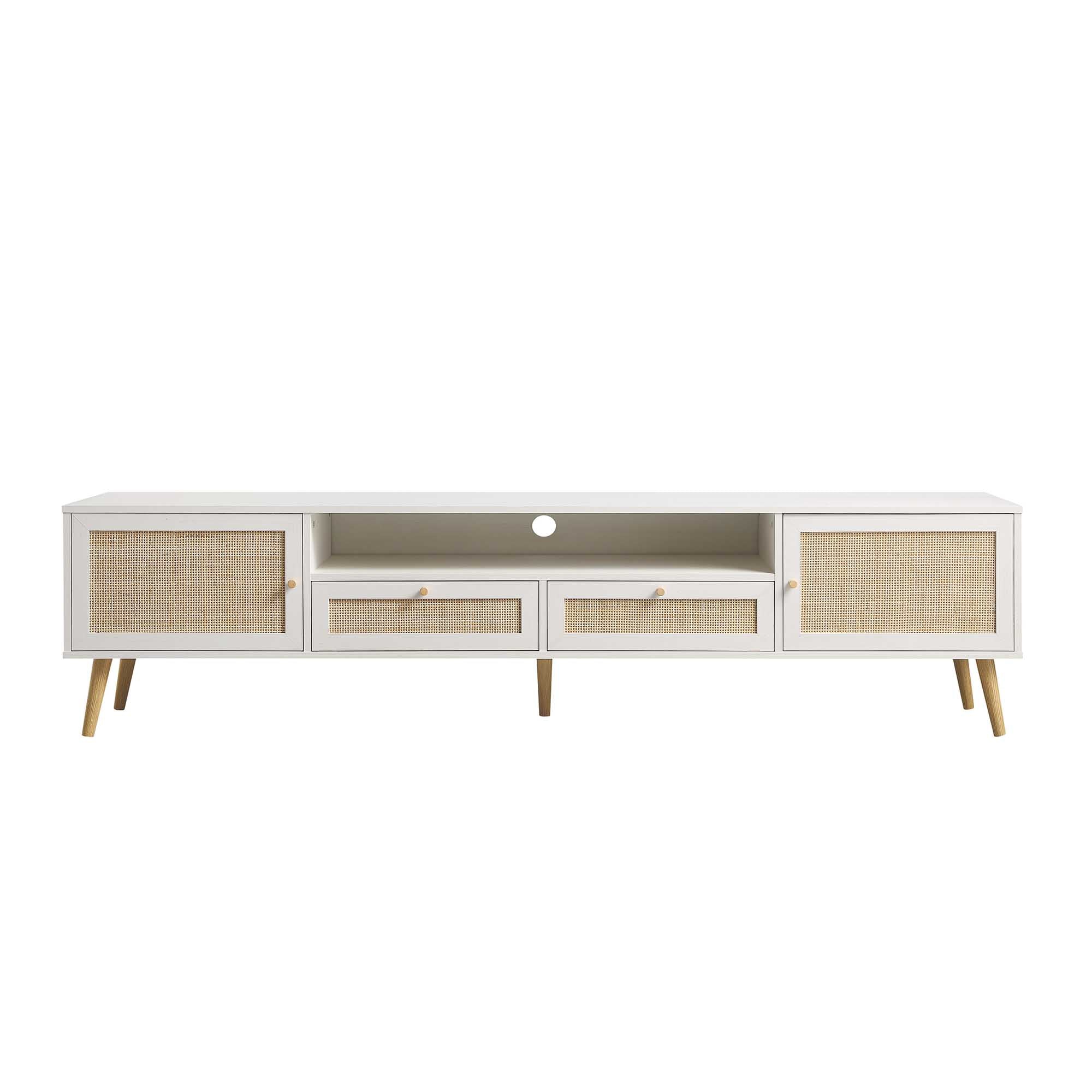 Woven Rattan 79in. Wide TV Unit, White