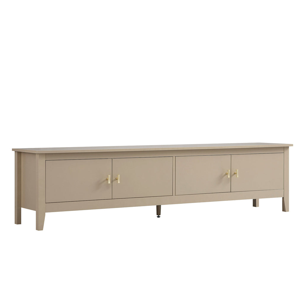 70.9" Wide Deep Greige Media Console with 2 Cupboards & Cable Management, Modern TV Stand for Living Room