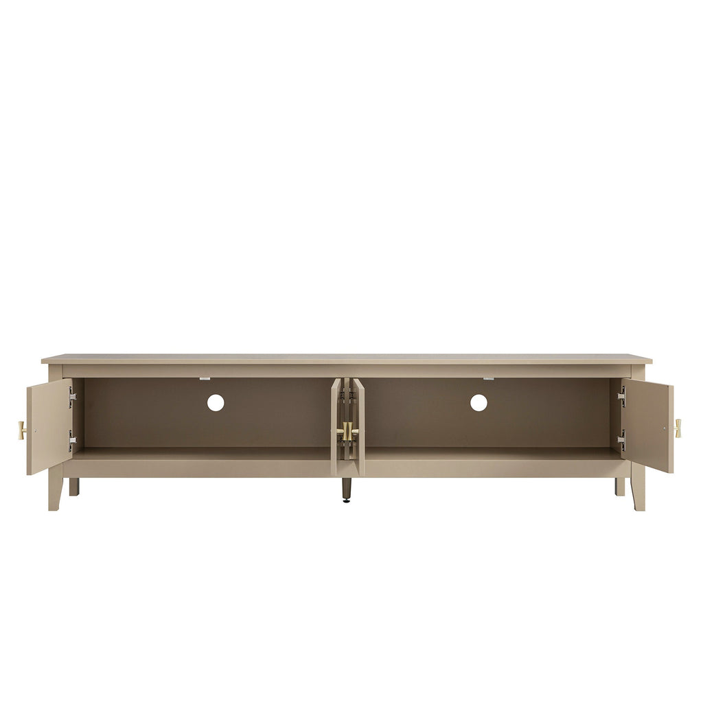 70.9" Wide Deep Greige Media Console with 2 Cupboards & Cable Management, Modern TV Stand for Living Room