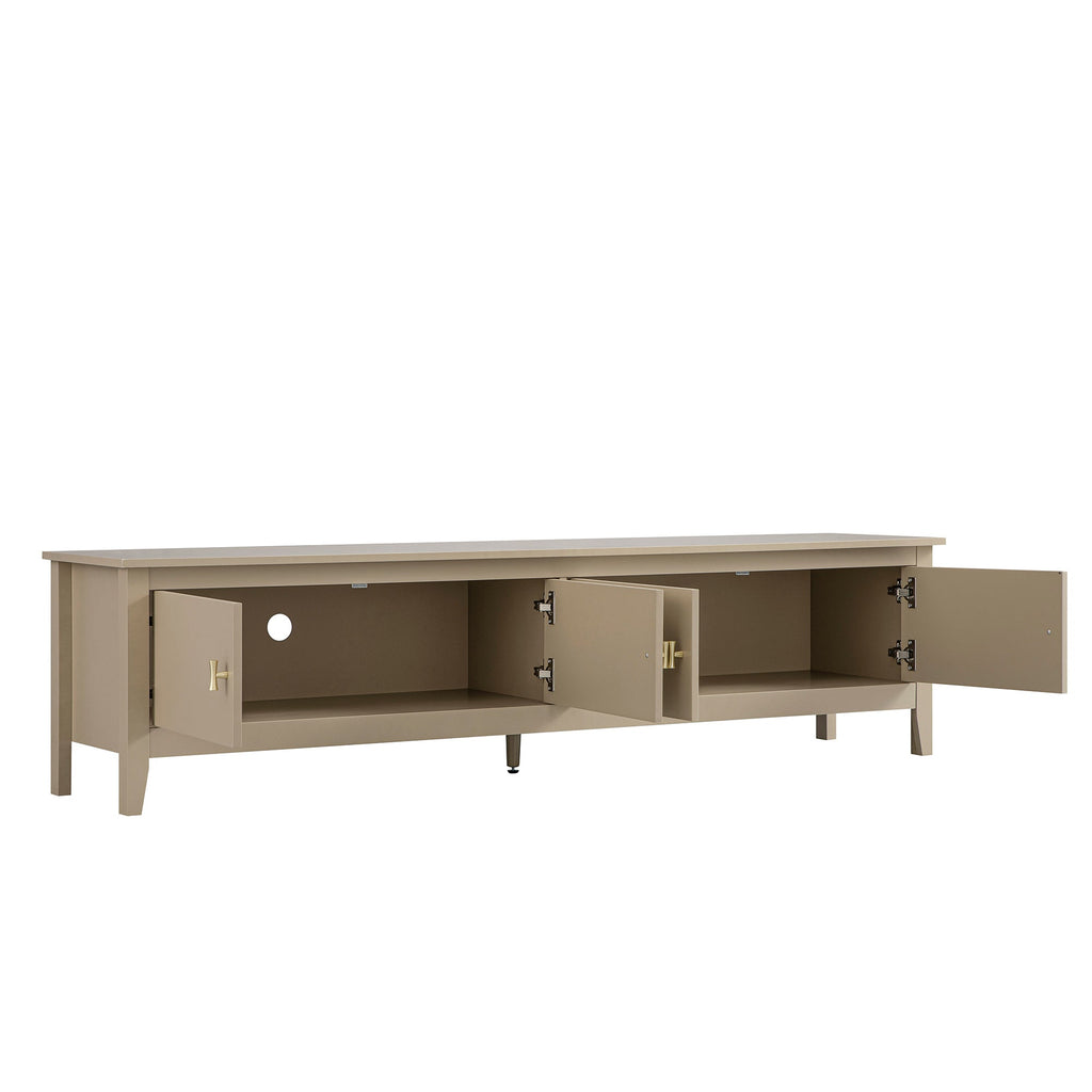 70.9" Wide Deep Greige Media Console with 2 Cupboards & Cable Management, Modern TV Stand for Living Room