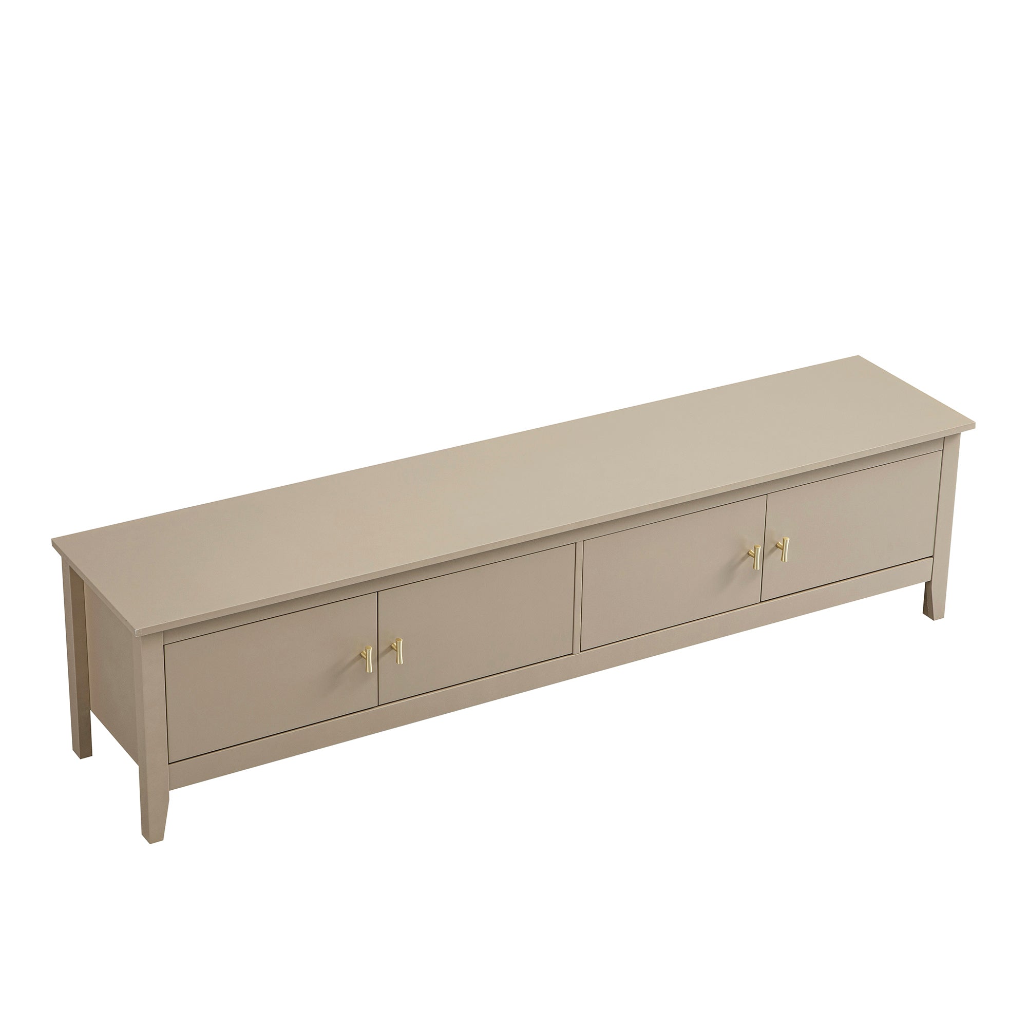 70.9" Wide Deep Greige Media Console with 2 Cupboards & Cable Management, Modern TV Stand for Living Room