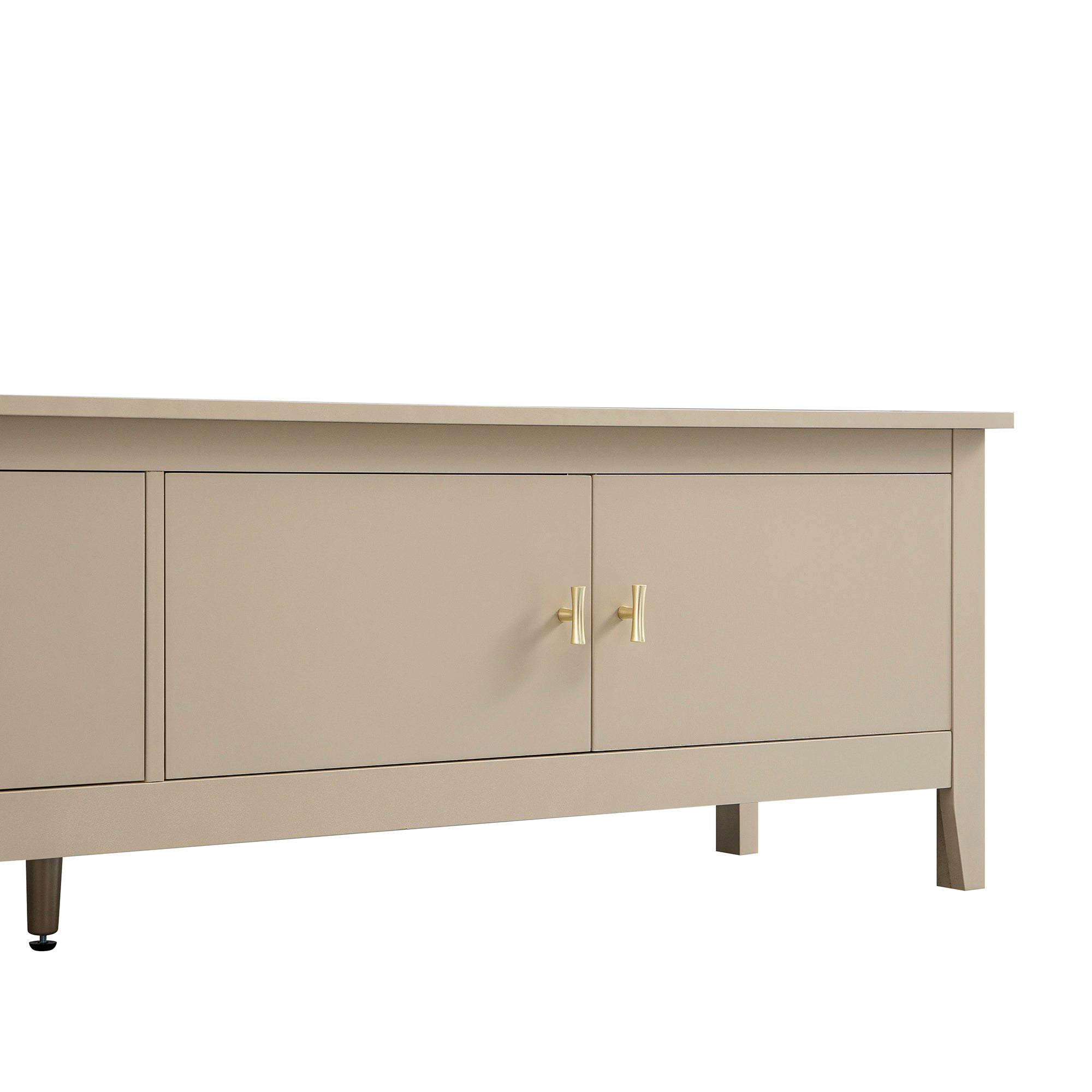 70.9" Wide Deep Greige Media Console with 2 Cupboards & Cable Management, Modern TV Stand for Living Room