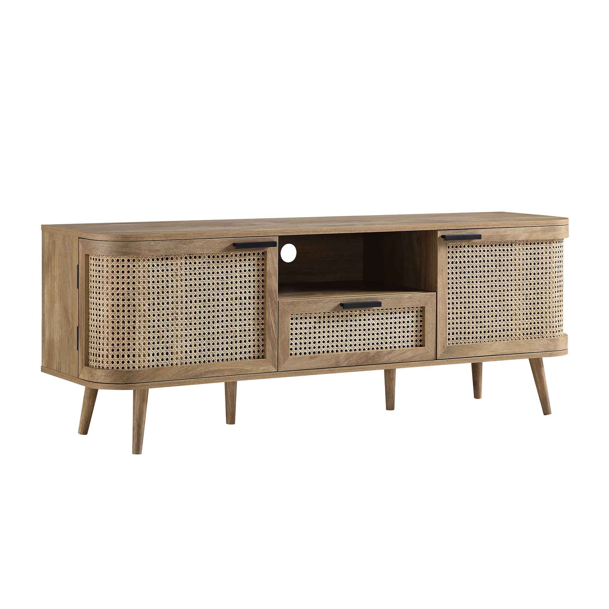 Curved Rattan 59 TV Unit, Natural