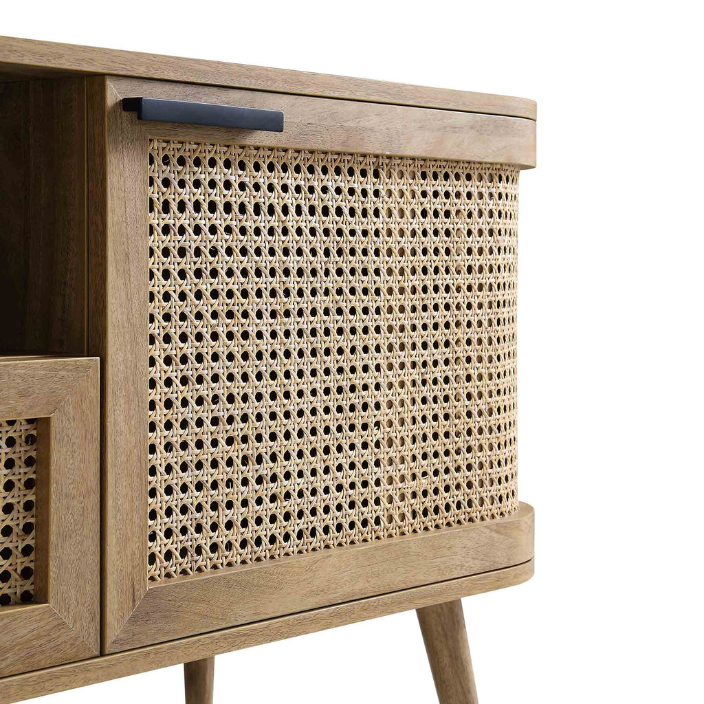 Curved Rattan 59 TV Unit, Natural