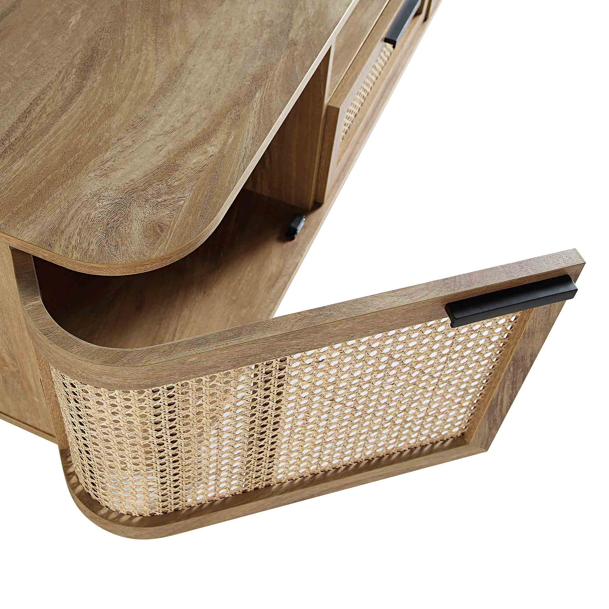Curved Rattan 59 TV Unit, Natural