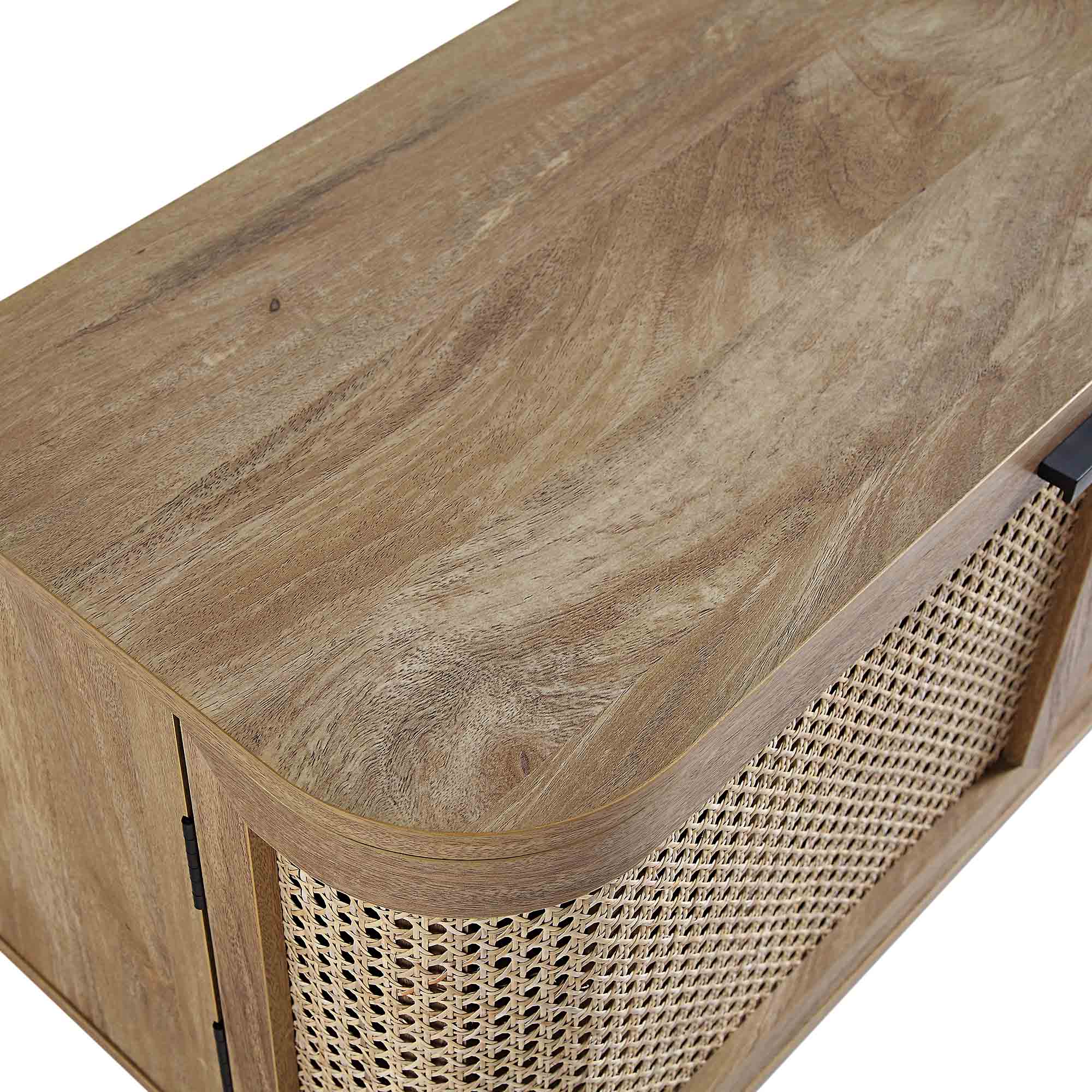 Curved Rattan 59 TV Unit, Natural