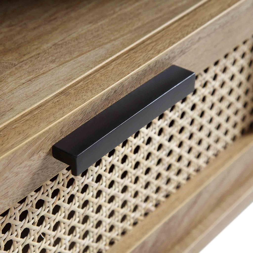 Curved Rattan 59 TV Unit, Natural