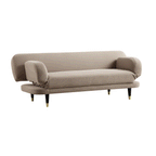 Mink Velvet 2-Seater Sofa Bed Converts to 35" Wide Bed, Adjustable Backrest & Arms, Medieval Style Design