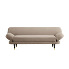 Mink Velvet 2-Seater Sofa Bed Converts to 35" Wide Bed, Adjustable Backrest & Arms, Medieval Style Design