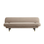 Mink Velvet 2-Seater Sofa Bed Converts to 35" Wide Bed, Adjustable Backrest & Arms, Medieval Style Design
