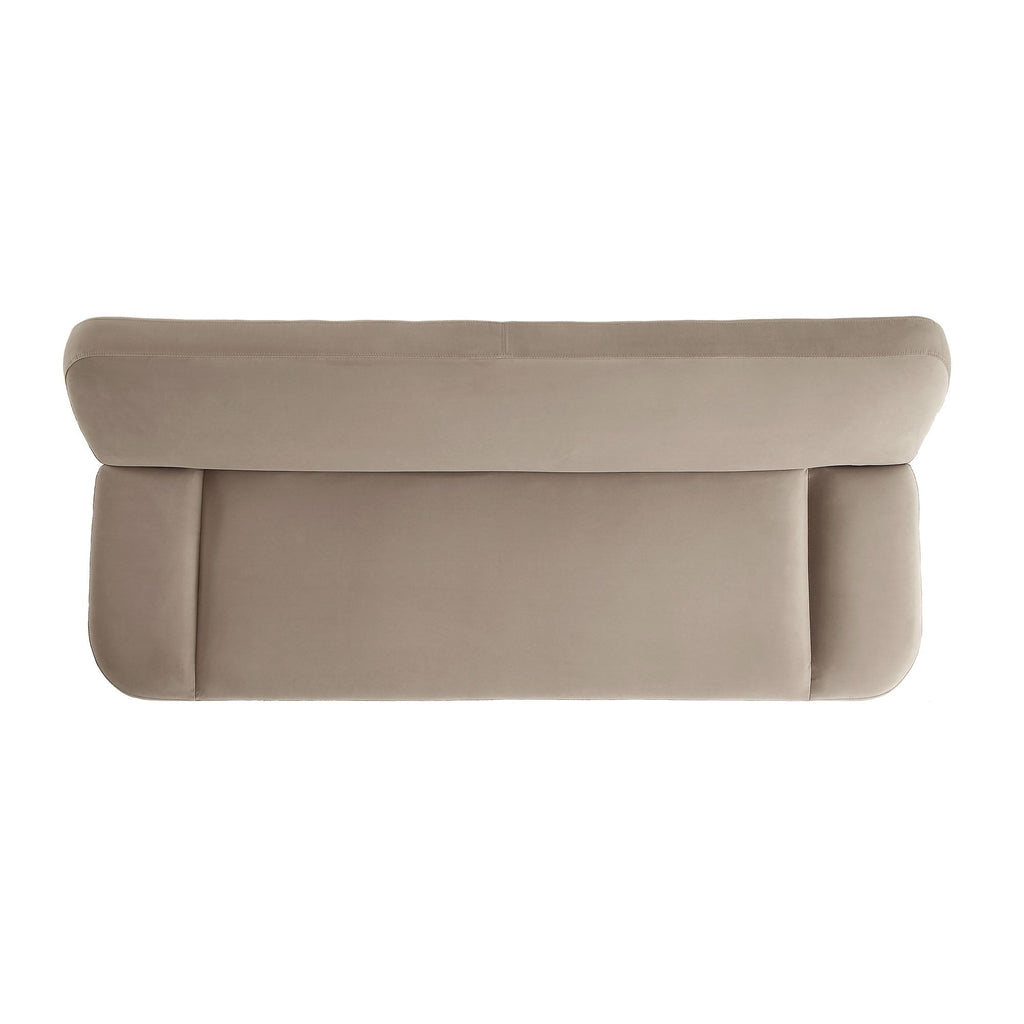 Mink Velvet 2-Seater Sofa Bed Converts to 35" Wide Bed, Adjustable Backrest & Arms, Medieval Style Design