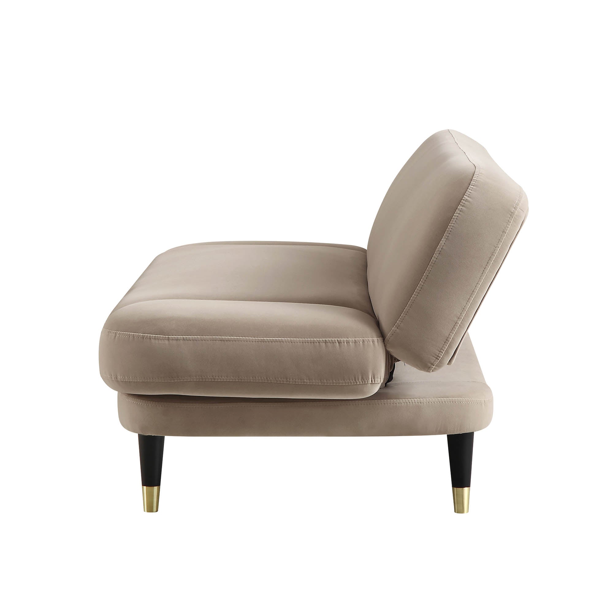 Mink Velvet 2-Seater Sofa Bed Converts to 35" Wide Bed, Adjustable Backrest & Arms, Medieval Style Design
