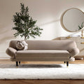 Mink Velvet 2-Seater Sofa Bed Converts to 35" Wide Bed, Adjustable Backrest & Arms, Medieval Style Design