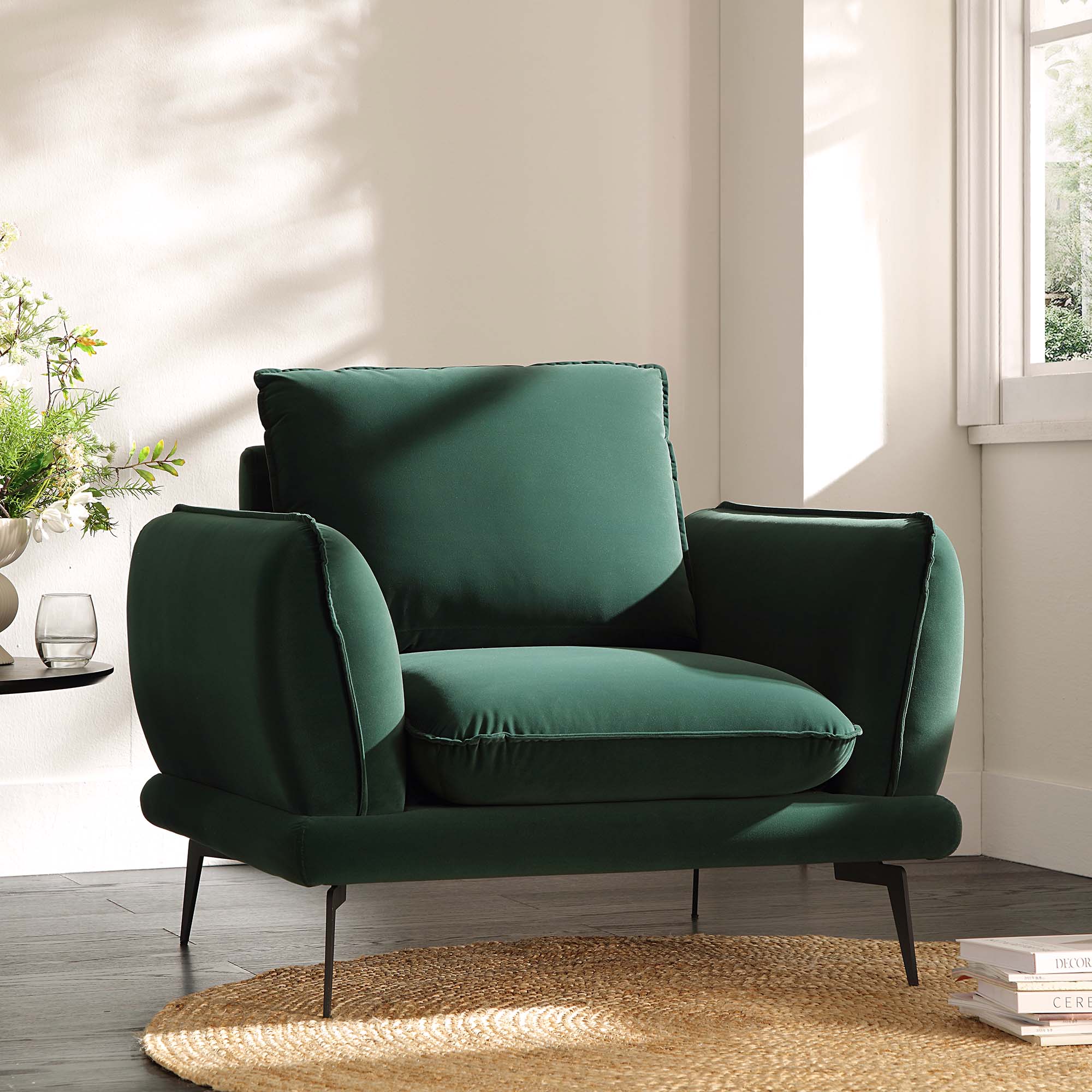 Forest Green Velvet Armchair