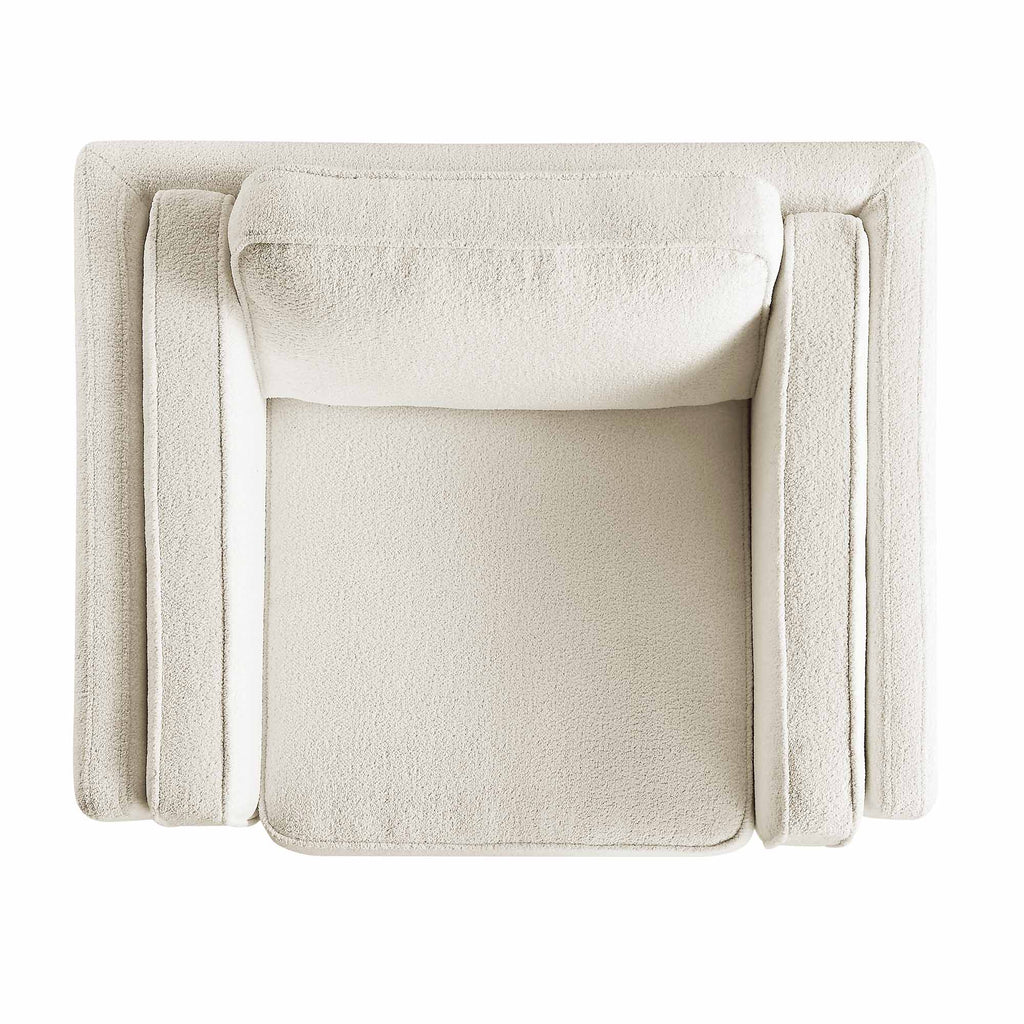 Beige Boucle Fabric Sofa, 1-Seater
