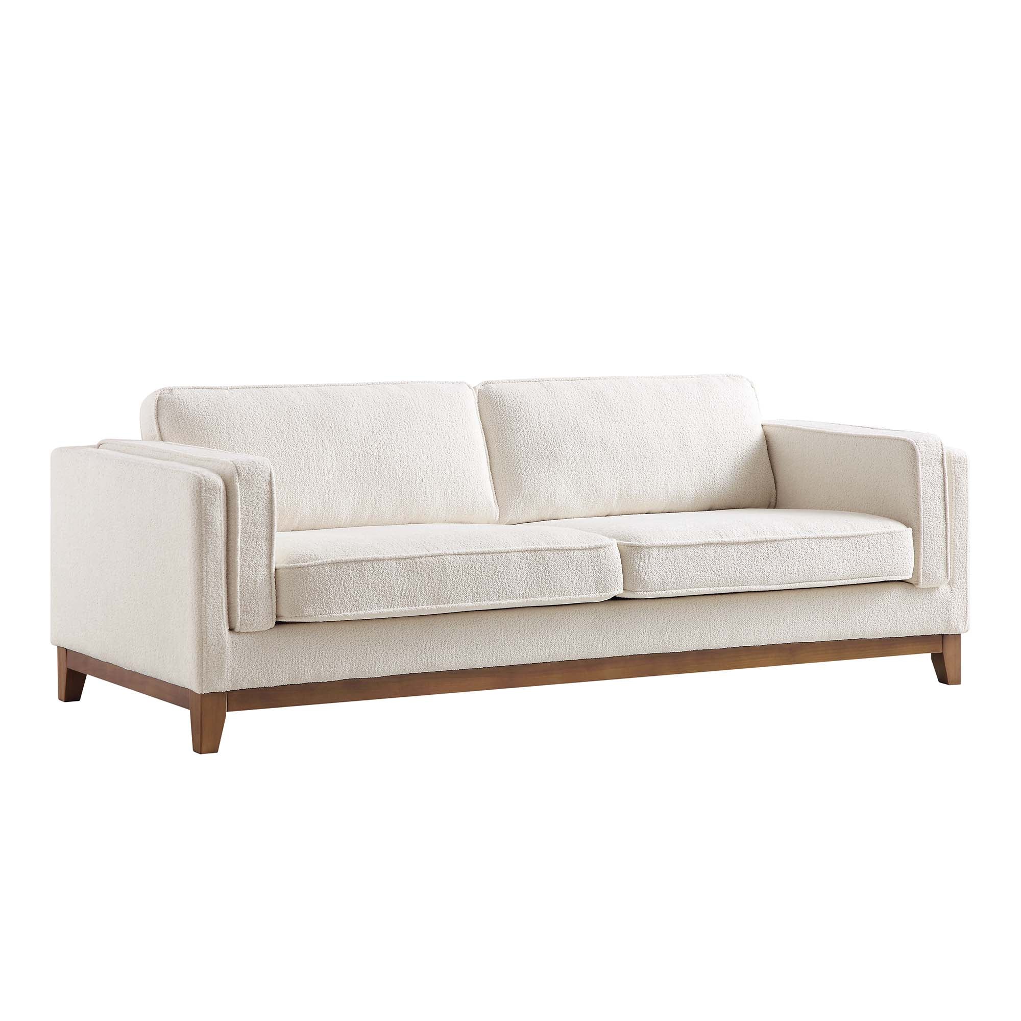 Beige Boucle Fabric Sofa, 3-Seater