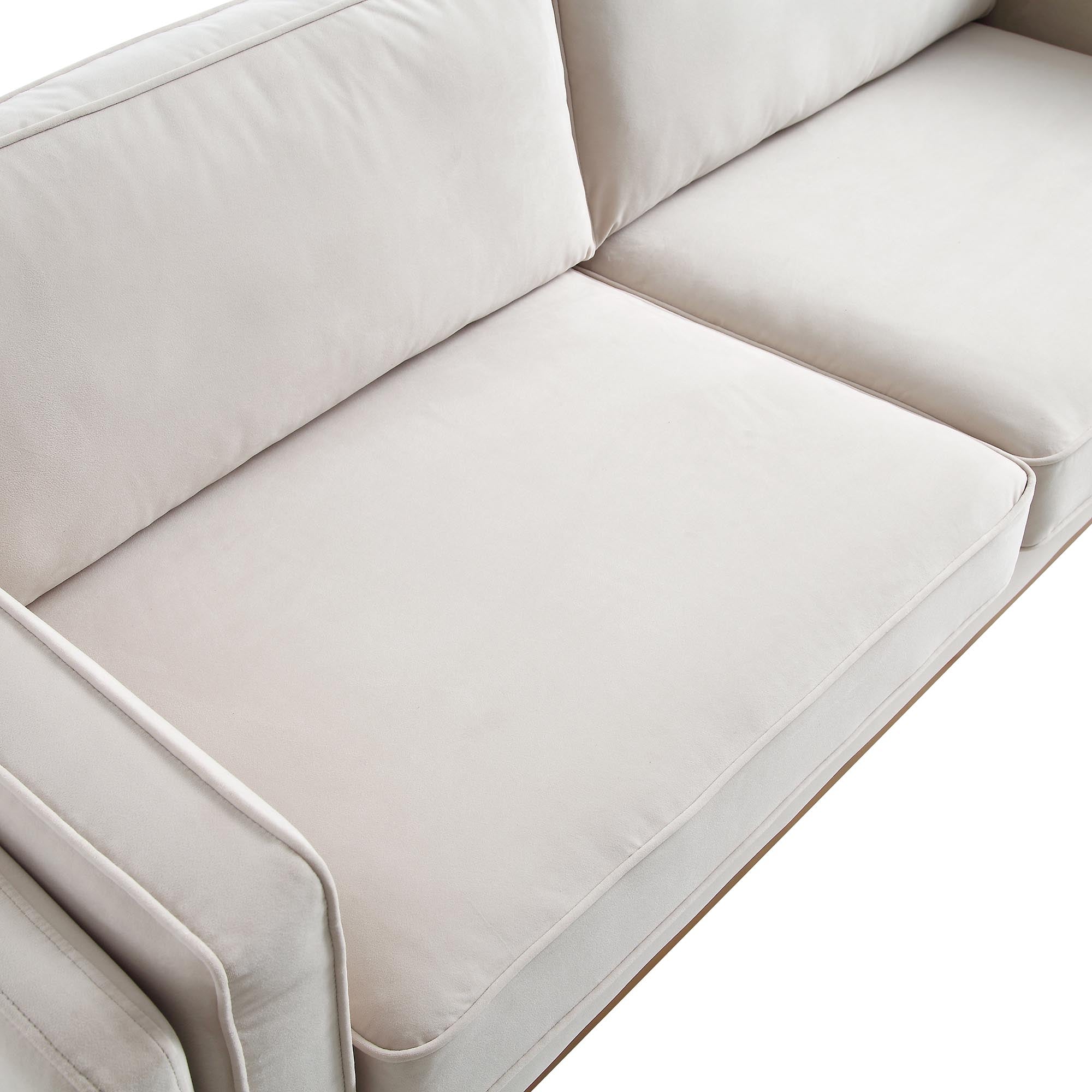 Champagne Velvet Sofa, 3-Seater
